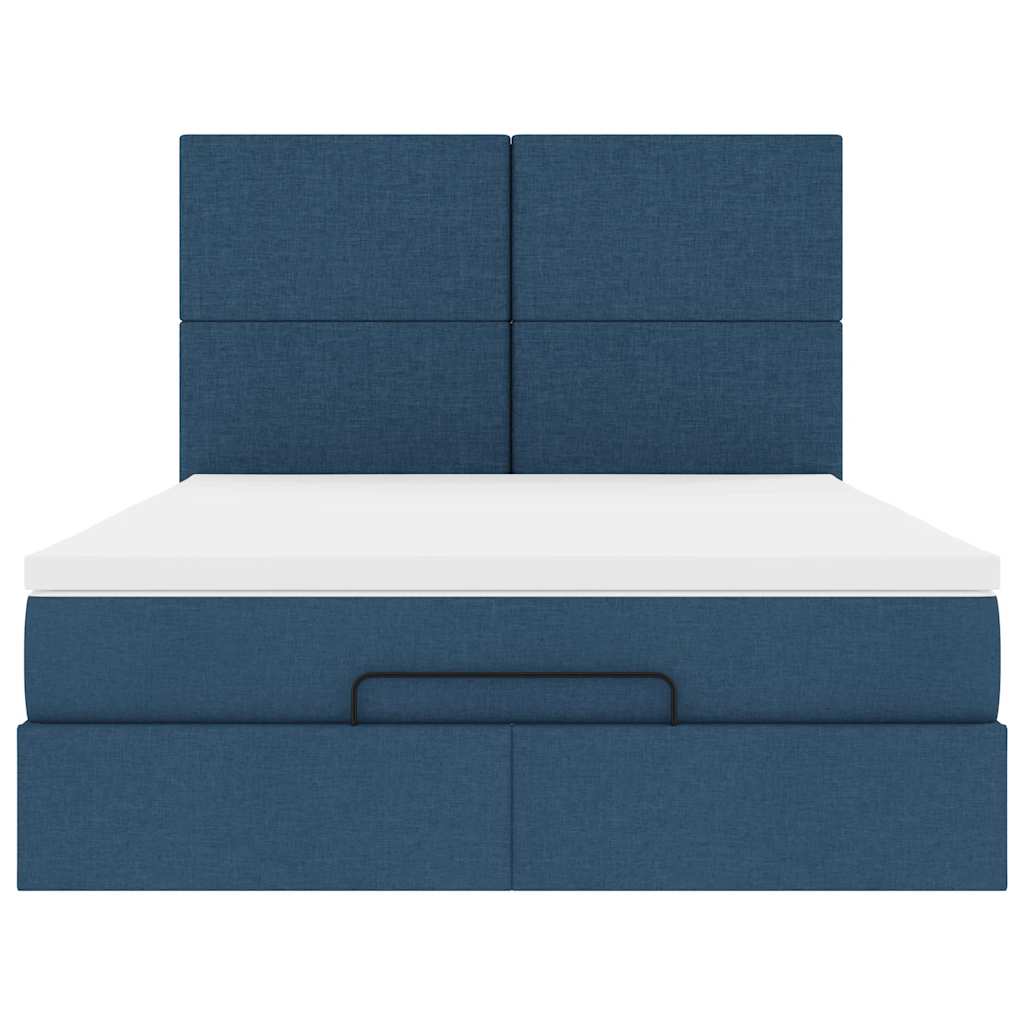 Ottoman bed met matras 140x200cm stof blauw is nu te koop bij PeponiXL, paradijselijk wonen!
