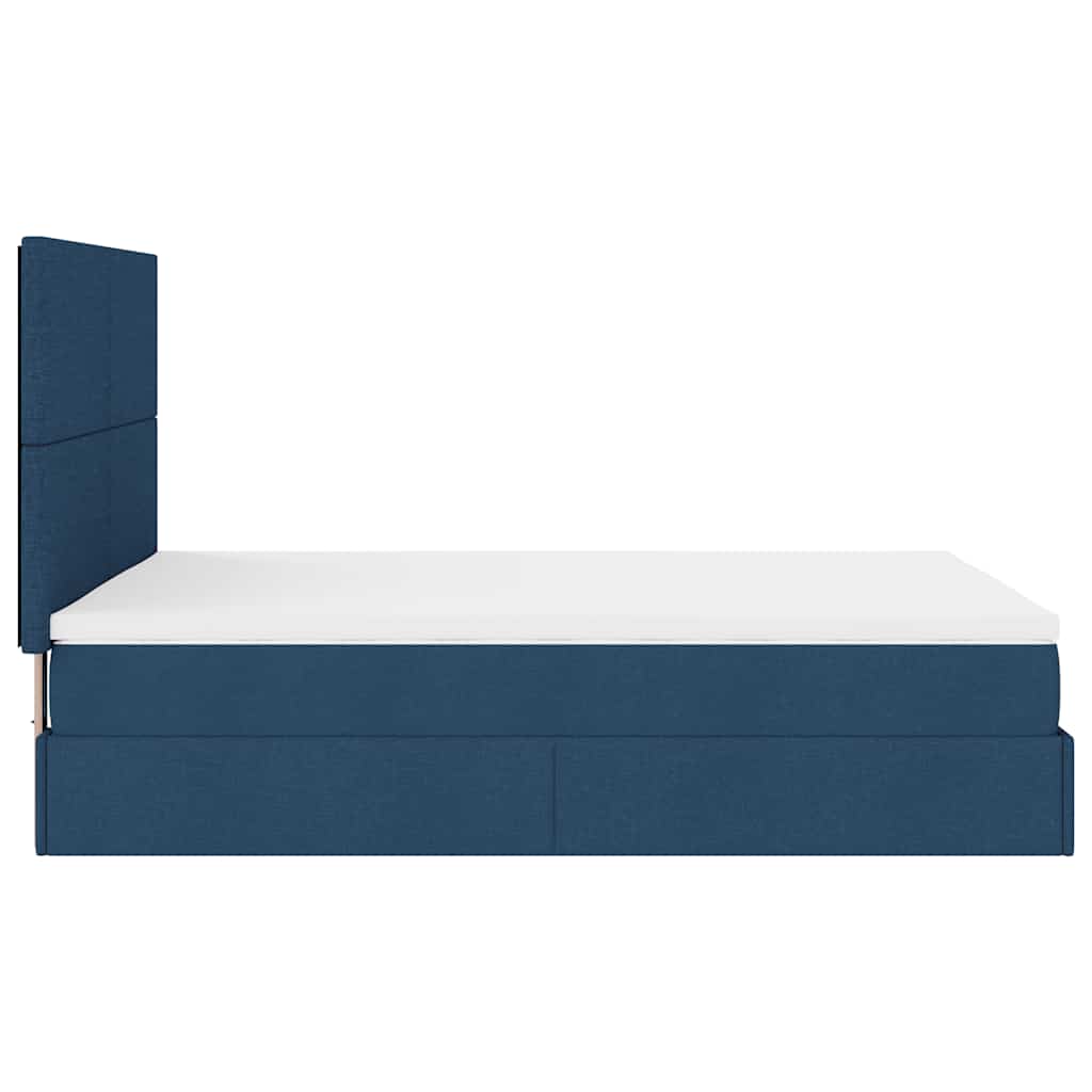 Ottoman bed met matras 140x200cm stof blauw is nu te koop bij PeponiXL, paradijselijk wonen!