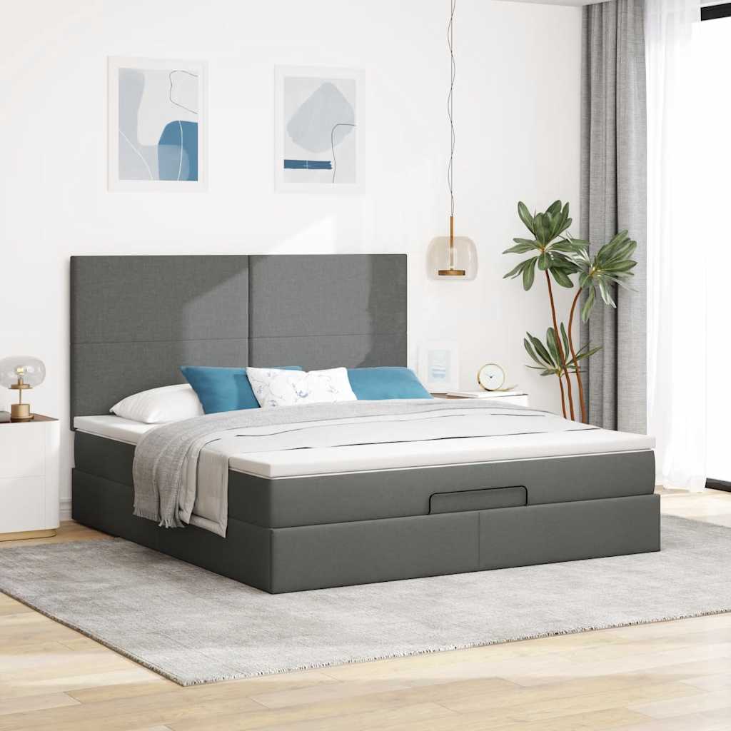 Ottoman bed met matras 160x200cm stof donkergrijs is nu te koop bij PeponiXL, paradijselijk wonen!