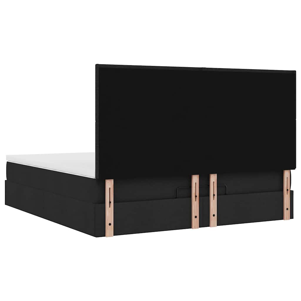 Ottoman bed met matras 160x200cm stof zwart is nu te koop bij PeponiXL, paradijselijk wonen!