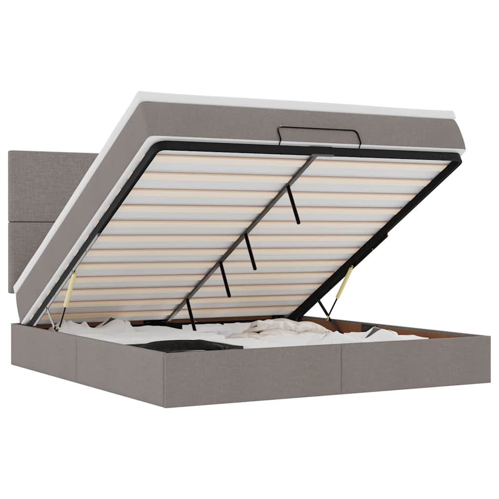 Ottoman bed met matras 160x200cm stof taupe is nu te koop bij PeponiXL, paradijselijk wonen!