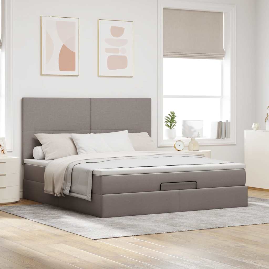 Ottoman bed met matras 160x200cm stof taupe is nu te koop bij PeponiXL, paradijselijk wonen!