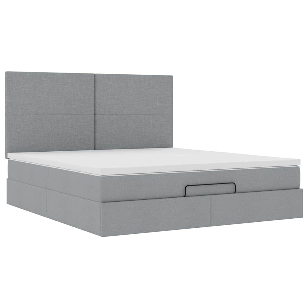 Ottoman bed met matras 180x200cm stof lichtgrijs is nu te koop bij PeponiXL, paradijselijk wonen!