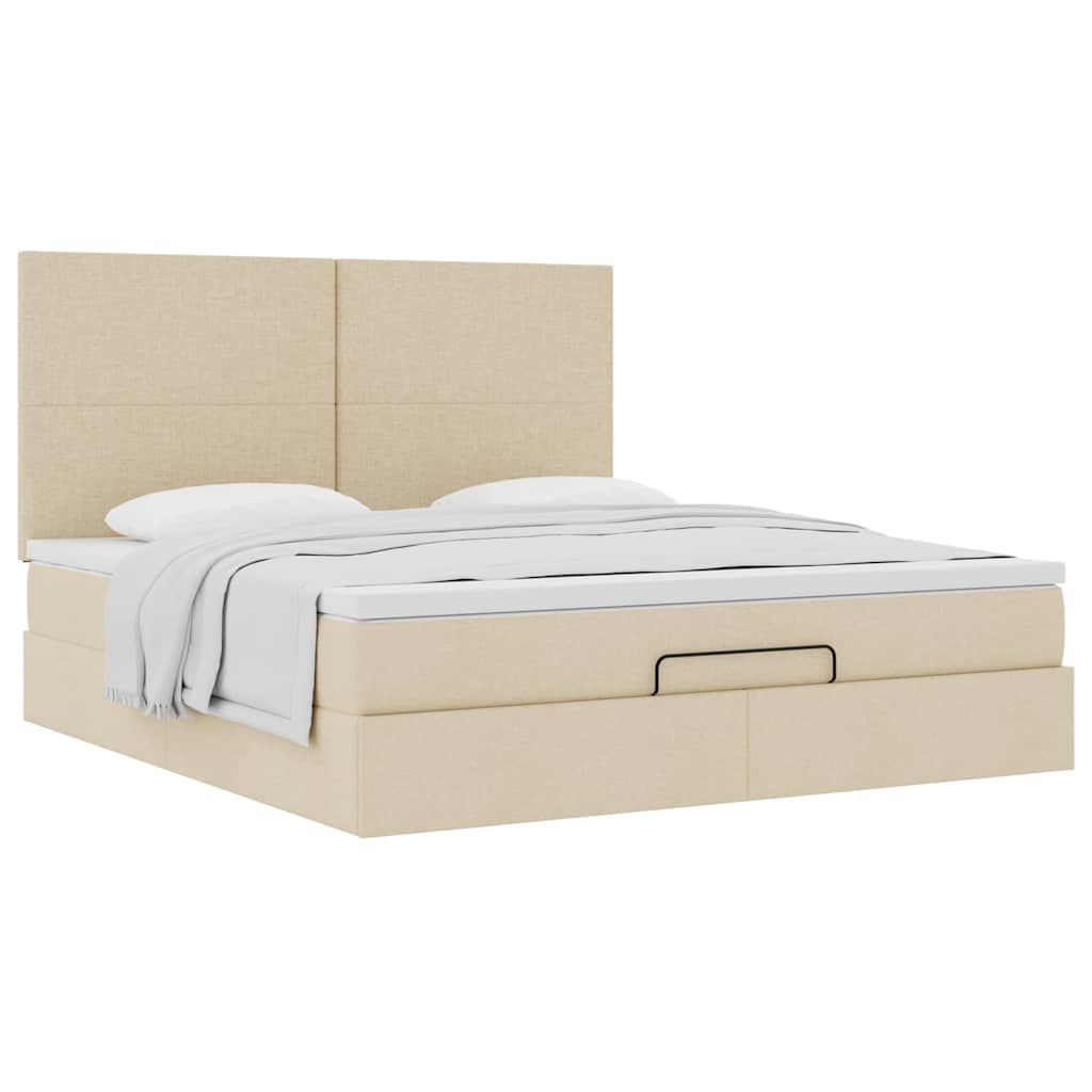 Ottoman bed met matras 180x200cm stof crèmekleurig is nu te koop bij PeponiXL, paradijselijk wonen!