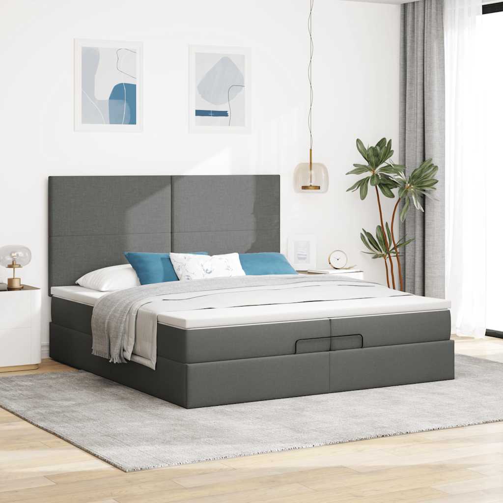 Ottoman bed met matrassen 200x200cm stof donkergrijs is nu te koop bij PeponiXL, paradijselijk wonen!