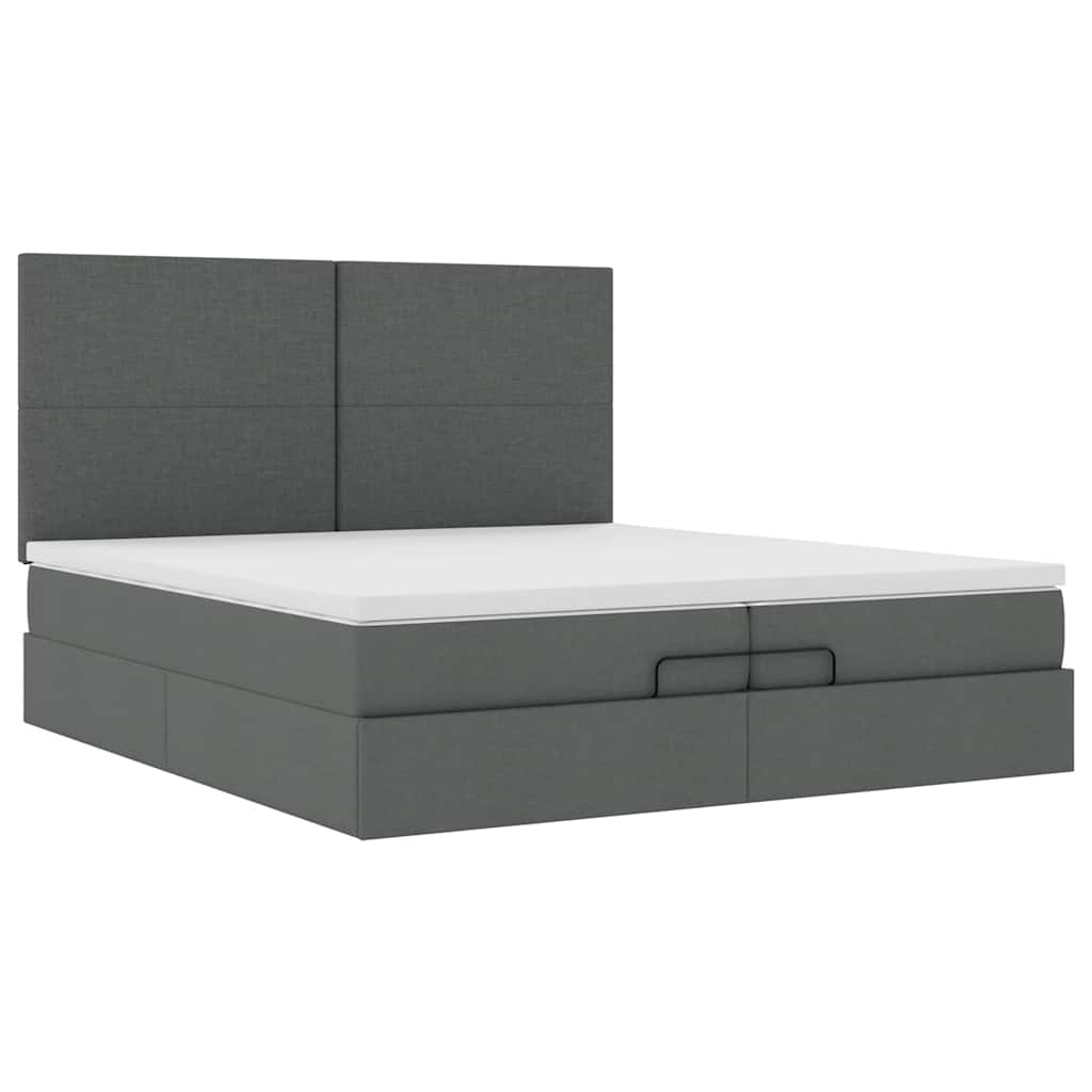 Ottoman bed met matrassen 200x200cm stof donkergrijs is nu te koop bij PeponiXL, paradijselijk wonen!