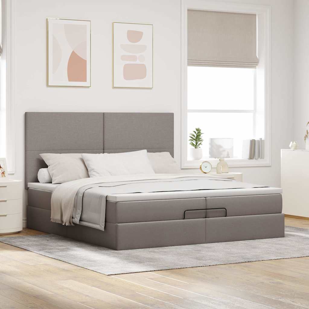 Ottoman bed met matrassen 200x200cm stof taupe is nu te koop bij PeponiXL, paradijselijk wonen!