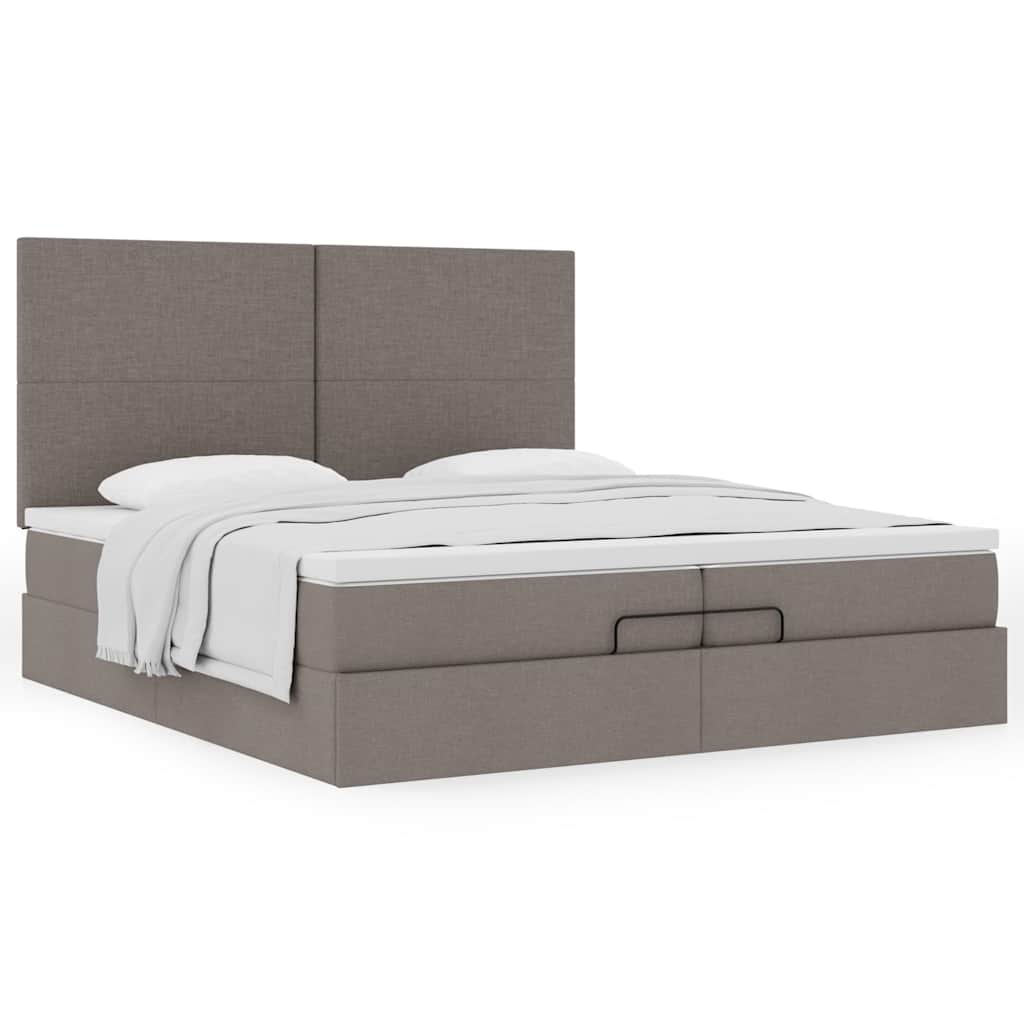 Ottoman bed met matrassen 200x200cm stof taupe is nu te koop bij PeponiXL, paradijselijk wonen!