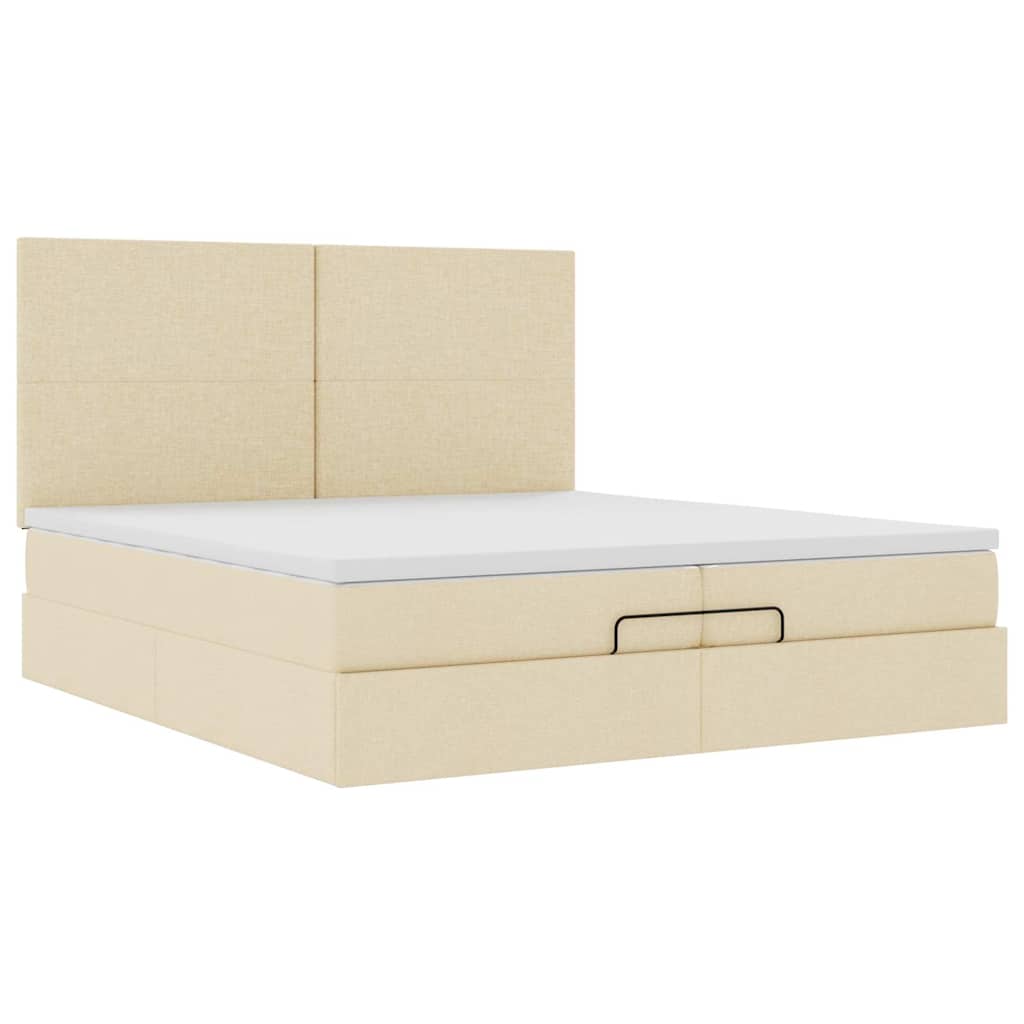 Ottoman bed met matrassen 200x200cm stof crèmekleurig is nu te koop bij PeponiXL, paradijselijk wonen!