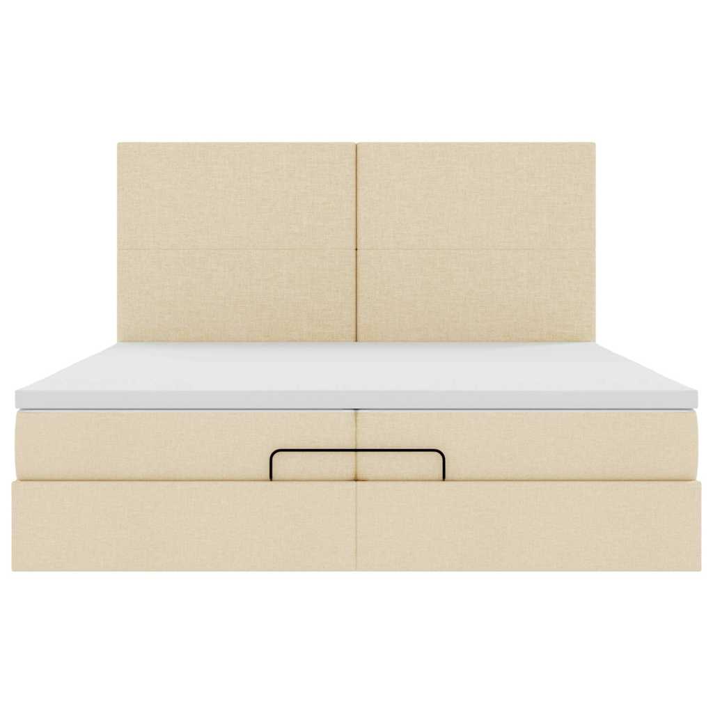 Ottoman bed met matrassen 200x200cm stof crèmekleurig is nu te koop bij PeponiXL, paradijselijk wonen!