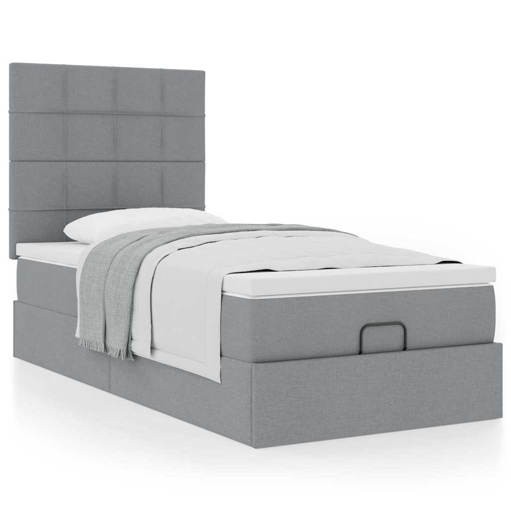 Ottoman bed met matras 80x200cm stof lichtgrijs is nu te koop bij PeponiXL, paradijselijk wonen!