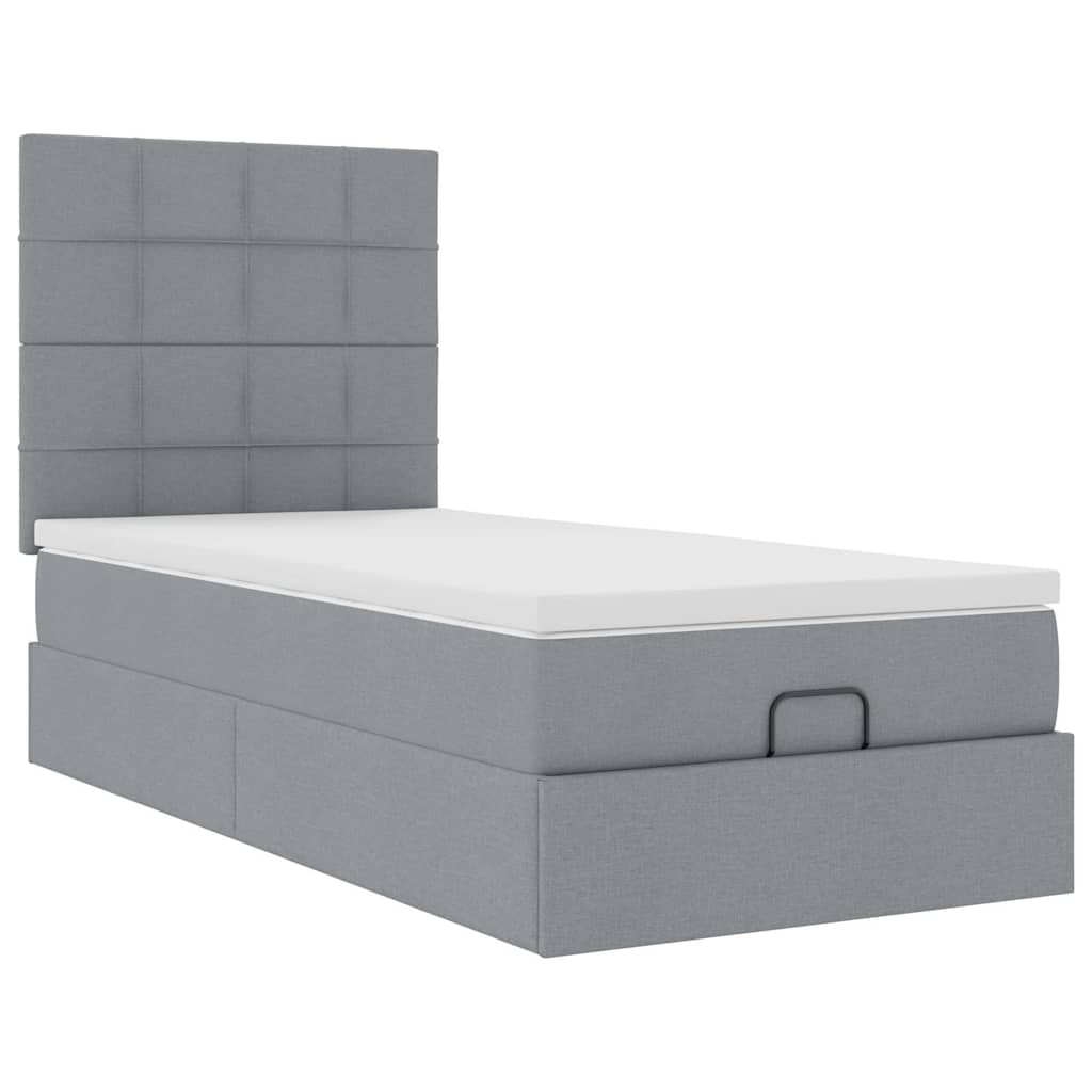 Ottoman bed met matras 80x200cm stof lichtgrijs is nu te koop bij PeponiXL, paradijselijk wonen!