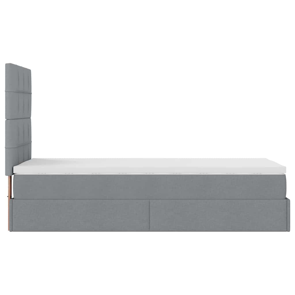 Ottoman bed met matras 80x200cm stof lichtgrijs is nu te koop bij PeponiXL, paradijselijk wonen!