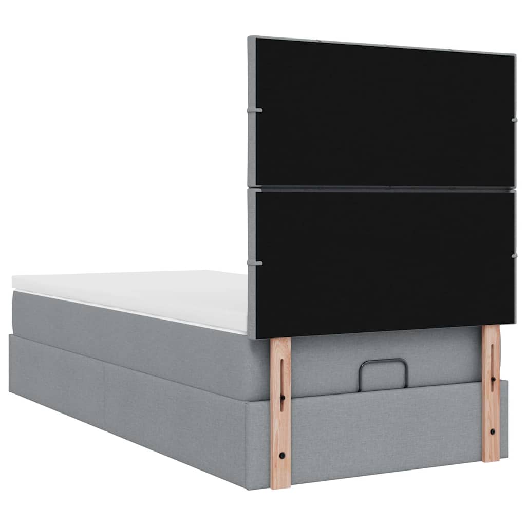 Ottoman bed met matras 80x200cm stof lichtgrijs is nu te koop bij PeponiXL, paradijselijk wonen!