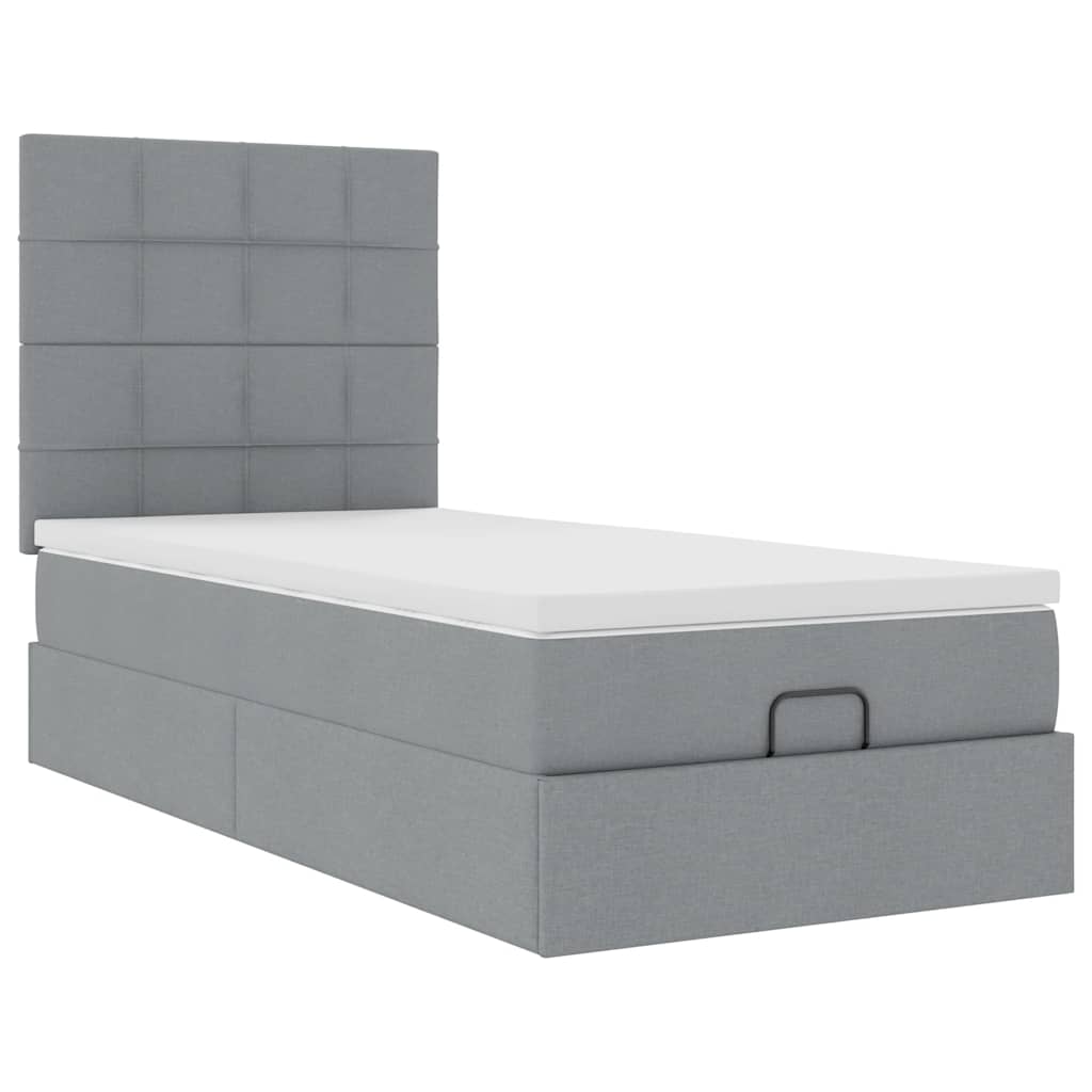 Ottoman bed met matras 90x190cm stof lichtgrijs is nu te koop bij PeponiXL, paradijselijk wonen!
