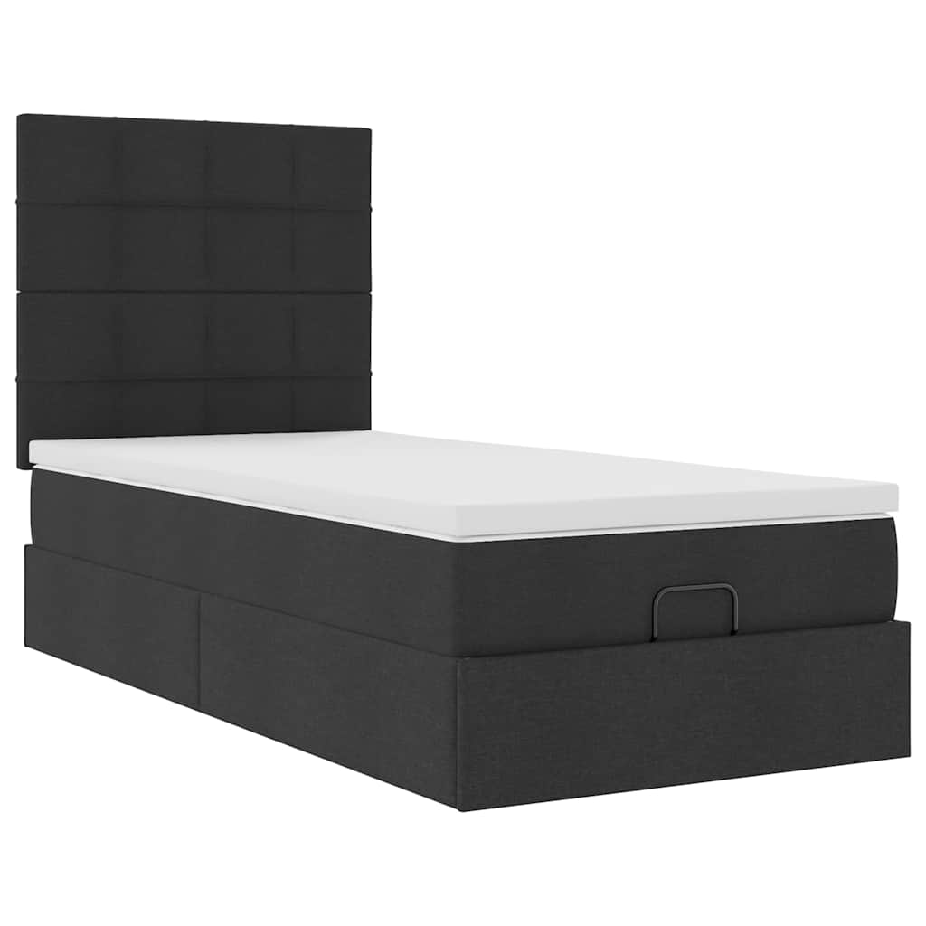 Ottoman bed met matras 90x190cm stof zwart is nu te koop bij PeponiXL, paradijselijk wonen!