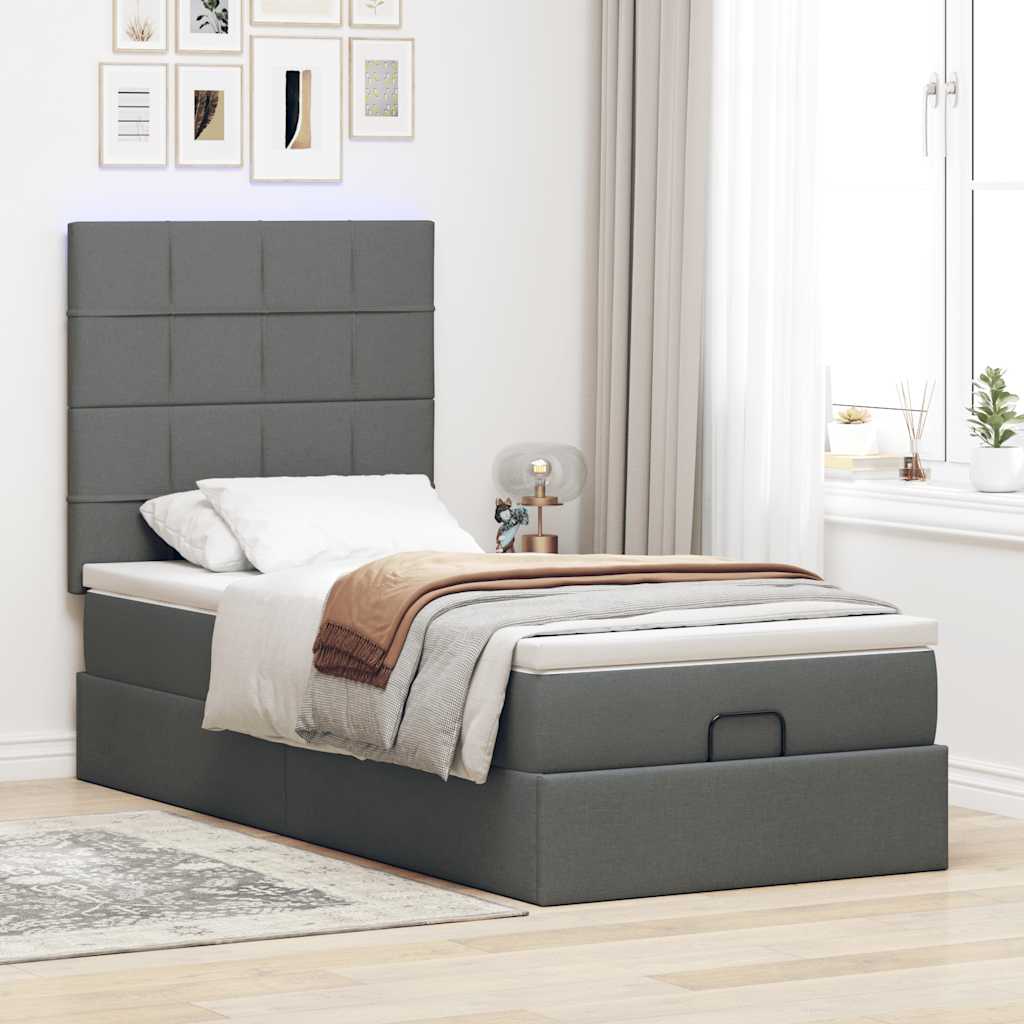 Bed met matras 90x200 cm stof donkergrijs is nu te koop bij PeponiXL, paradijselijk wonen!