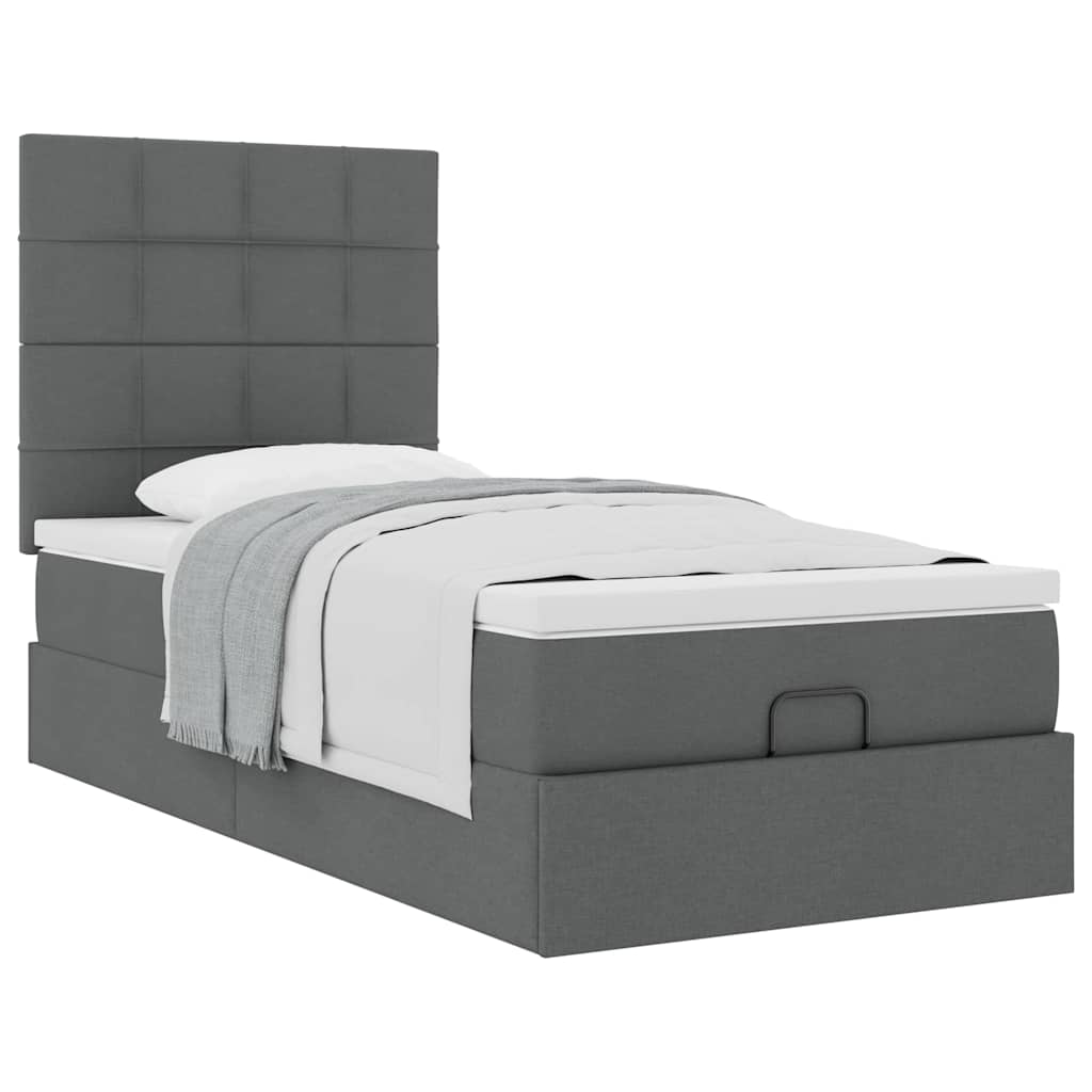 Bed met matras 90x200 cm stof donkergrijs is nu te koop bij PeponiXL, paradijselijk wonen!