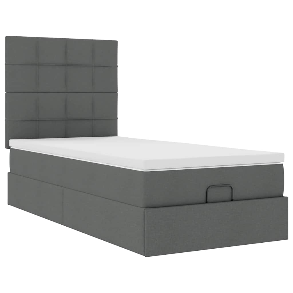 Bed met matras 90x200 cm stof donkergrijs is nu te koop bij PeponiXL, paradijselijk wonen!