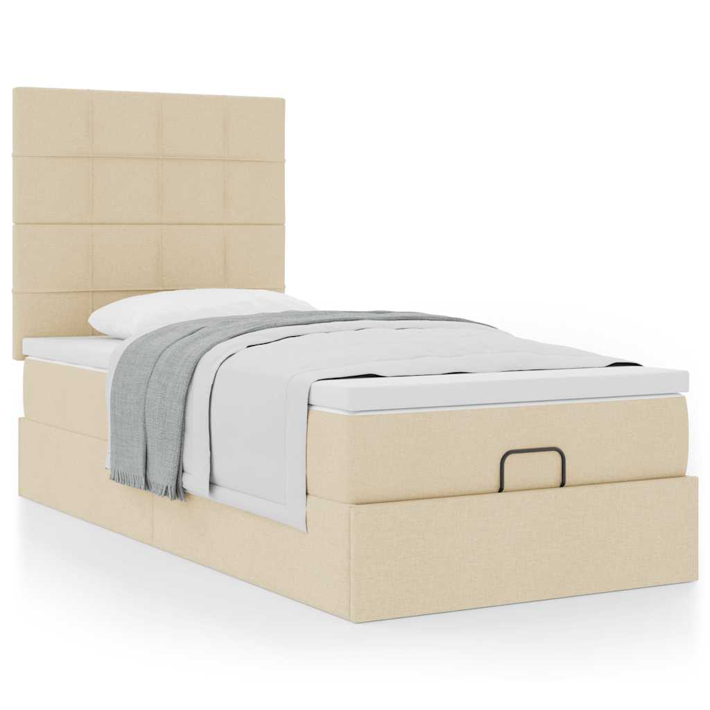 Bed met matras 90x200 cm stof crèmekleurig is nu te koop bij PeponiXL, paradijselijk wonen!