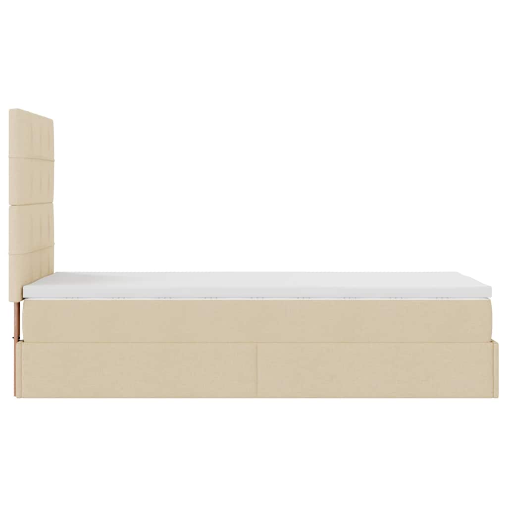 Bed met matras 90x200 cm stof crèmekleurig is nu te koop bij PeponiXL, paradijselijk wonen!