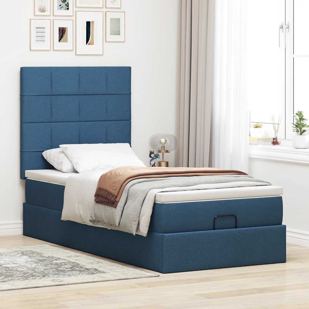 Bed met matras 90x200 cm stof blauw is nu te koop bij PeponiXL, paradijselijk wonen!