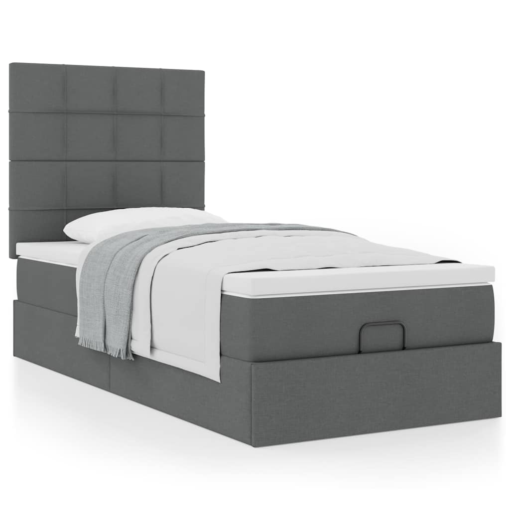 Ottoman bed met matras 100x200cm stof donkergrijs is nu te koop bij PeponiXL, paradijselijk wonen!