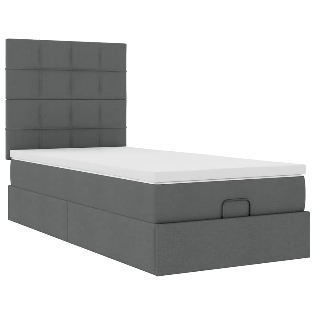 Ottoman bed met matras 100x200cm stof donkergrijs is nu te koop bij PeponiXL, paradijselijk wonen!