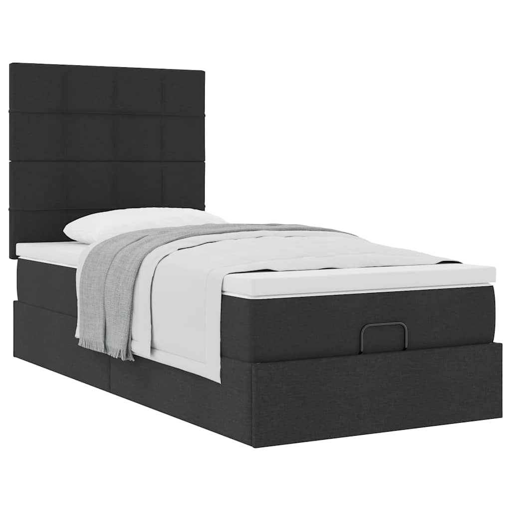 Bed met matras 100x200 cm stof zwart is nu te koop bij PeponiXL, paradijselijk wonen!
