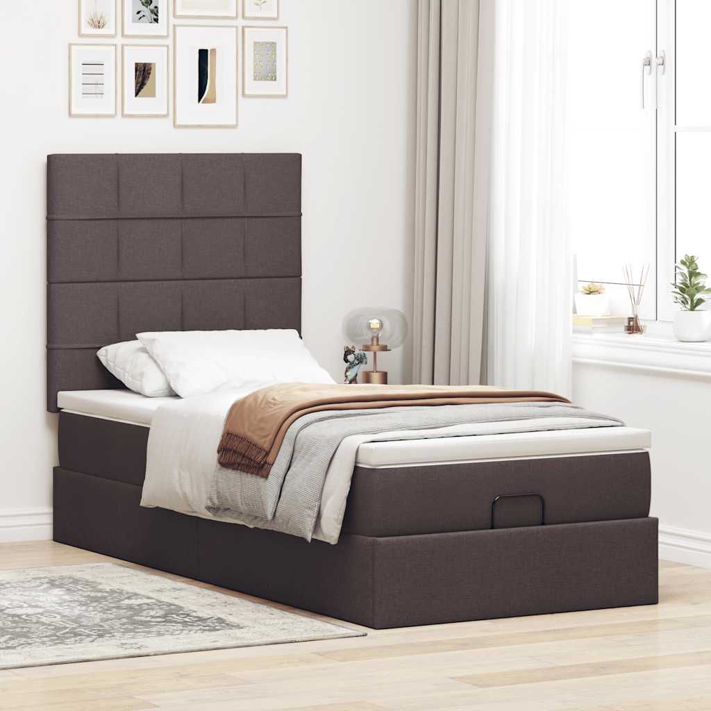 Bed met matras 100x200 cm stof donkerbruin is nu te koop bij PeponiXL, paradijselijk wonen!