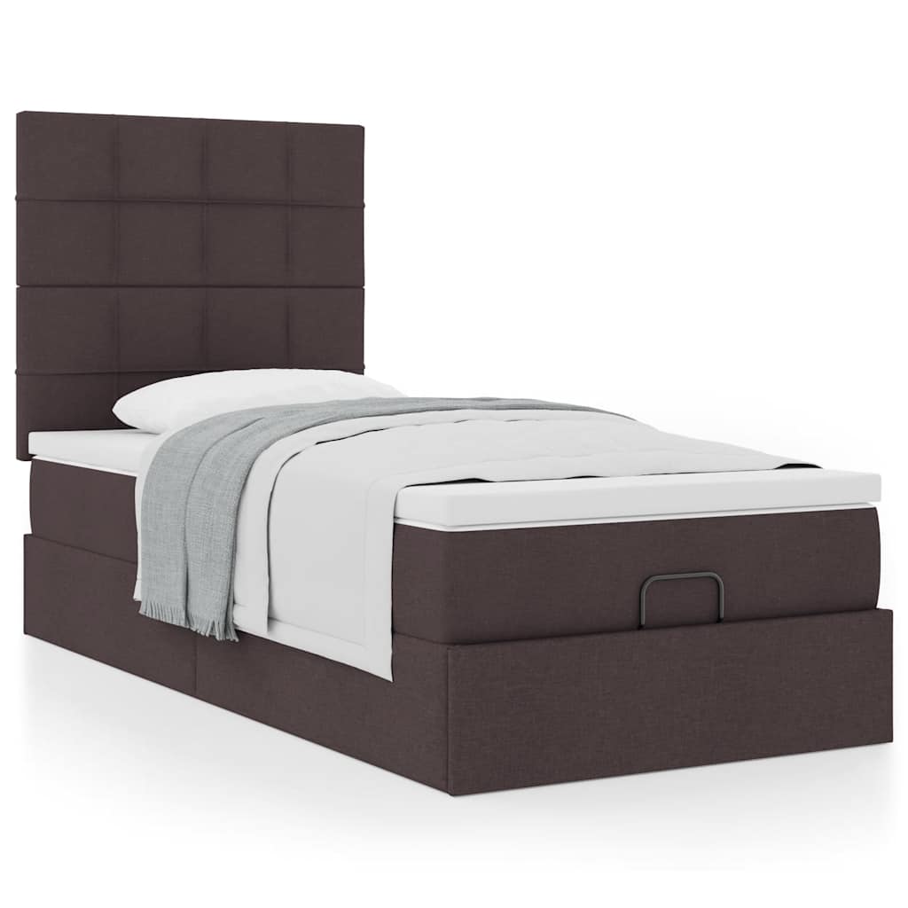 Bed met matras 100x200 cm stof donkerbruin is nu te koop bij PeponiXL, paradijselijk wonen!