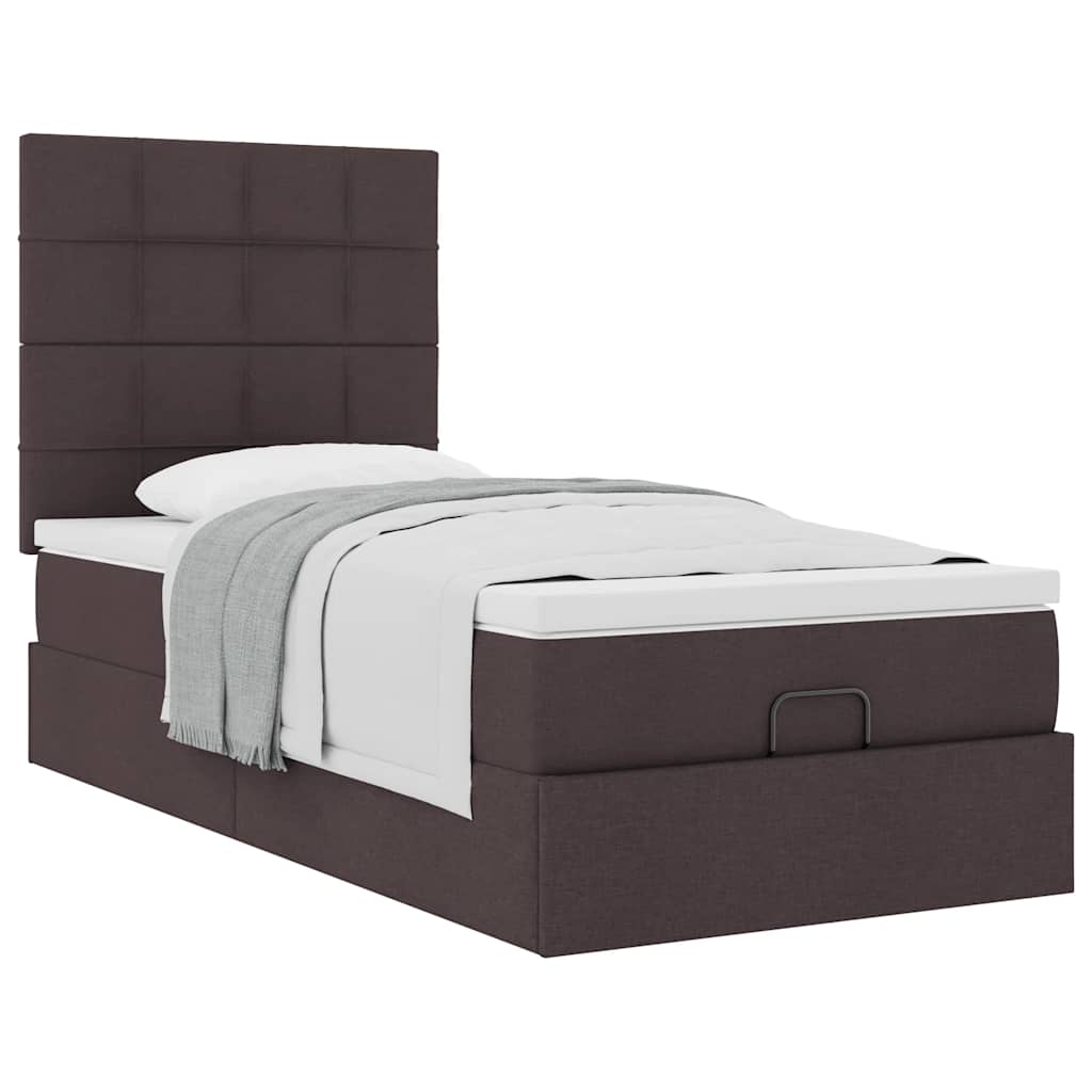 Bed met matras 100x200 cm stof donkerbruin is nu te koop bij PeponiXL, paradijselijk wonen!