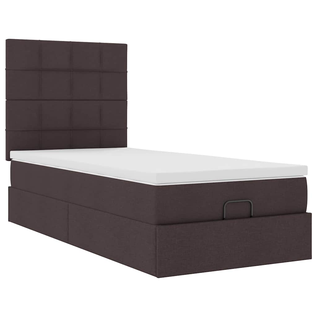 Bed met matras 100x200 cm stof donkerbruin is nu te koop bij PeponiXL, paradijselijk wonen!
