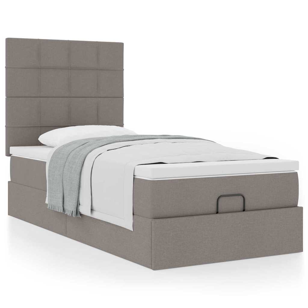 Bed met matras 100x200 cm stof taupe is nu te koop bij PeponiXL, paradijselijk wonen!