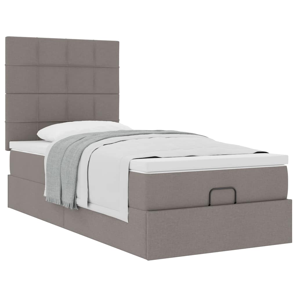 Bed met matras 100x200 cm stof taupe is nu te koop bij PeponiXL, paradijselijk wonen!