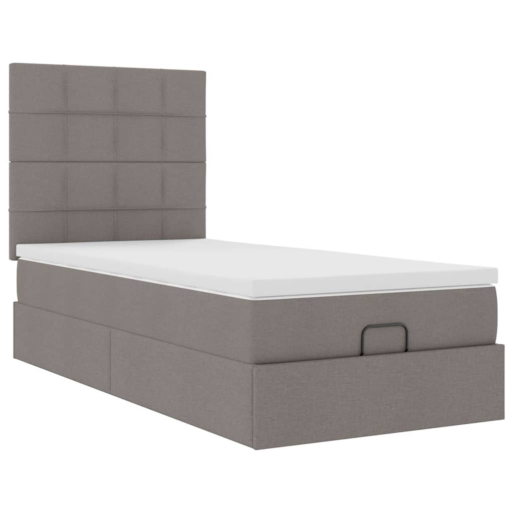 Bed met matras 100x200 cm stof taupe is nu te koop bij PeponiXL, paradijselijk wonen!