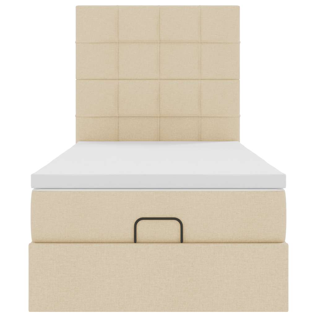 Bed met matras 100x200 cm stof crèmekleurig is nu te koop bij PeponiXL, paradijselijk wonen!