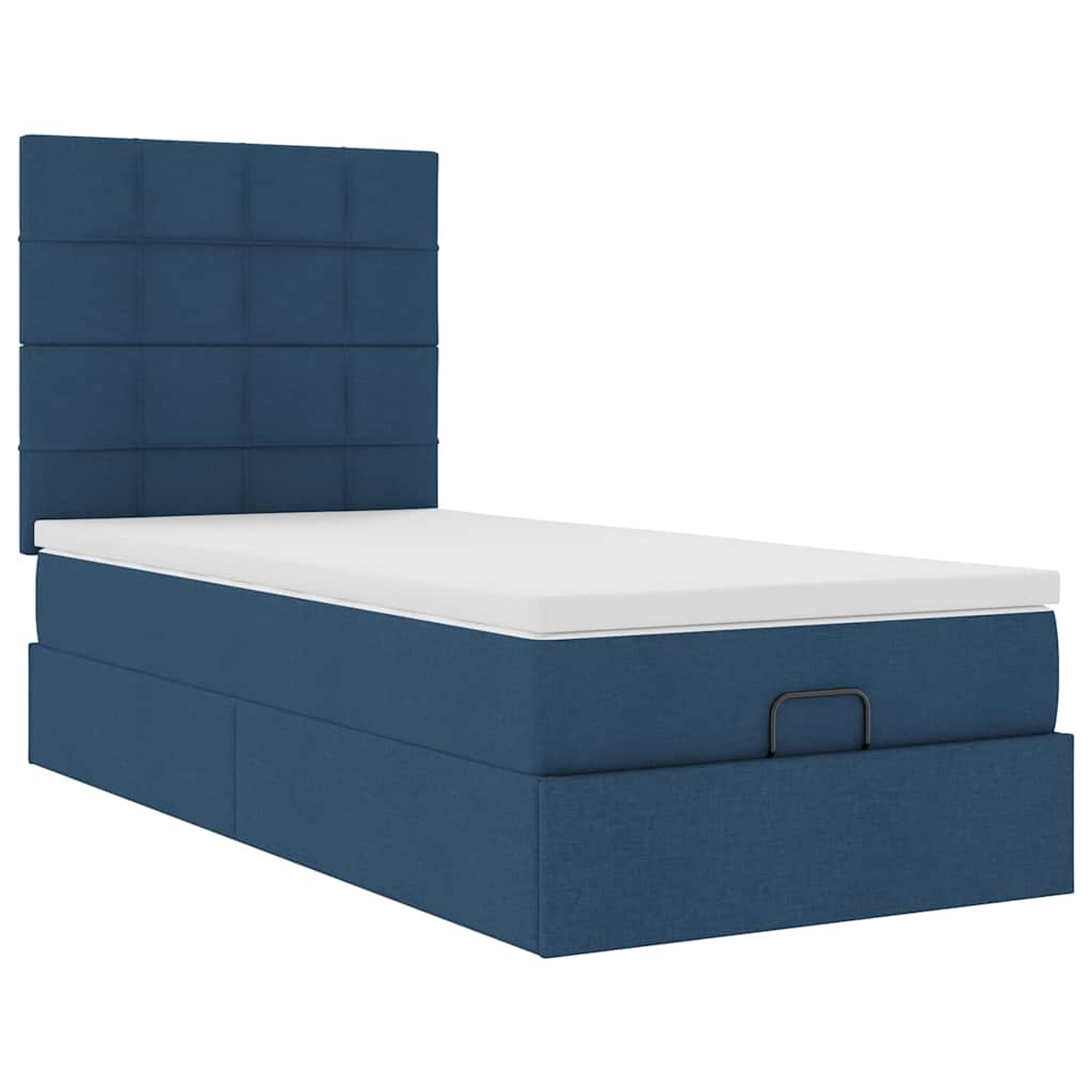 Bed met matras 100x200 cm stof blauw is nu te koop bij PeponiXL, paradijselijk wonen!
