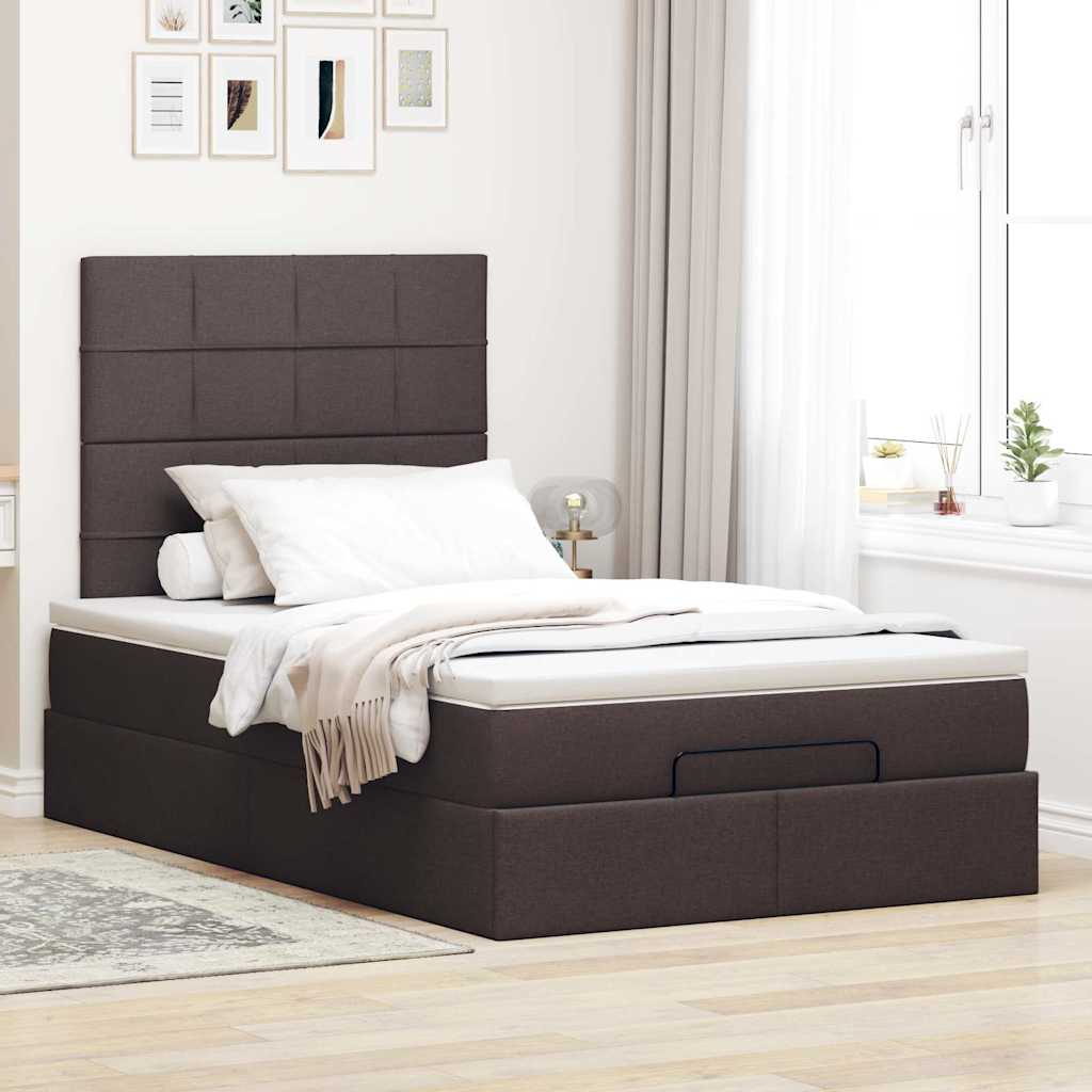 Ottoman bed met matras 120x190 cm stof donkerbruin is nu te koop bij PeponiXL, paradijselijk wonen!