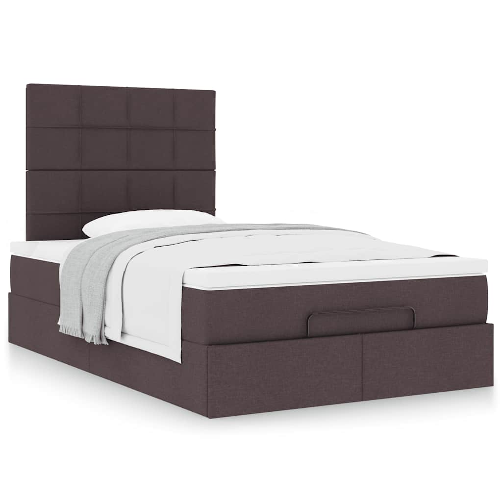 Ottoman bed met matras 120x190 cm stof donkerbruin is nu te koop bij PeponiXL, paradijselijk wonen!