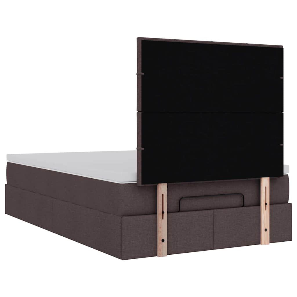 Ottoman bed met matras 120x190 cm stof donkerbruin is nu te koop bij PeponiXL, paradijselijk wonen!