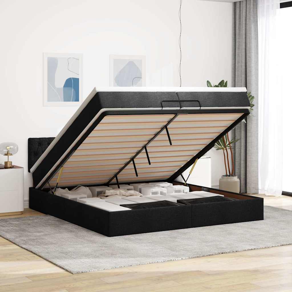 Ottoman bed met matras 120x190 cm stof donkerbruin is nu te koop bij PeponiXL, paradijselijk wonen!