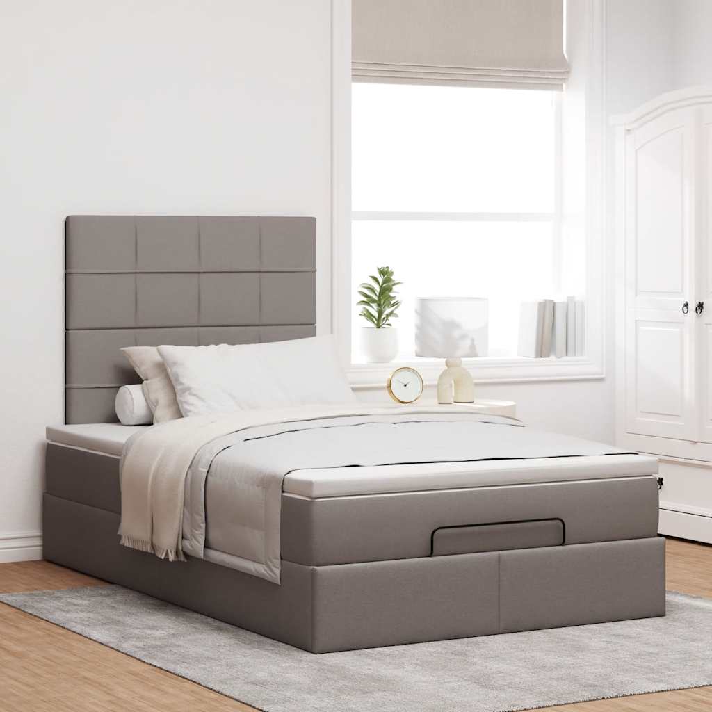 Ottoman bed met matras 120x190 cm stof taupe is nu te koop bij PeponiXL, paradijselijk wonen!