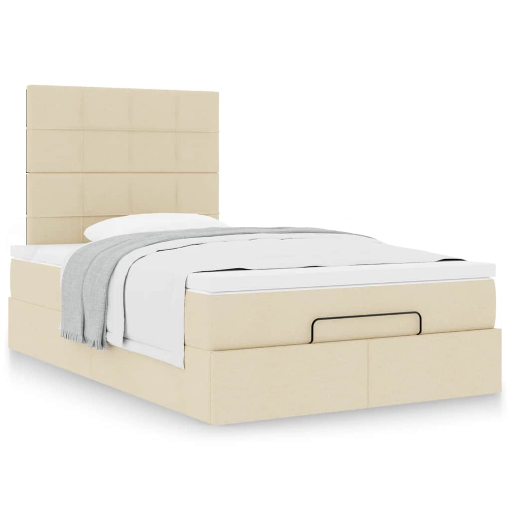 Ottoman bed met matras 120x190cm stof crèmekleurig is nu te koop bij PeponiXL, paradijselijk wonen!