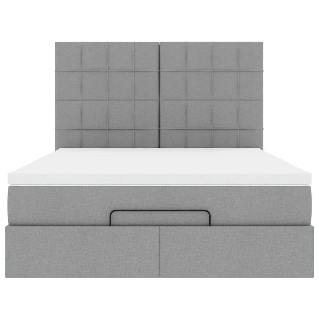 Ottoman bed met matras 140x190cm stof lichtgrijs is nu te koop bij PeponiXL, paradijselijk wonen!