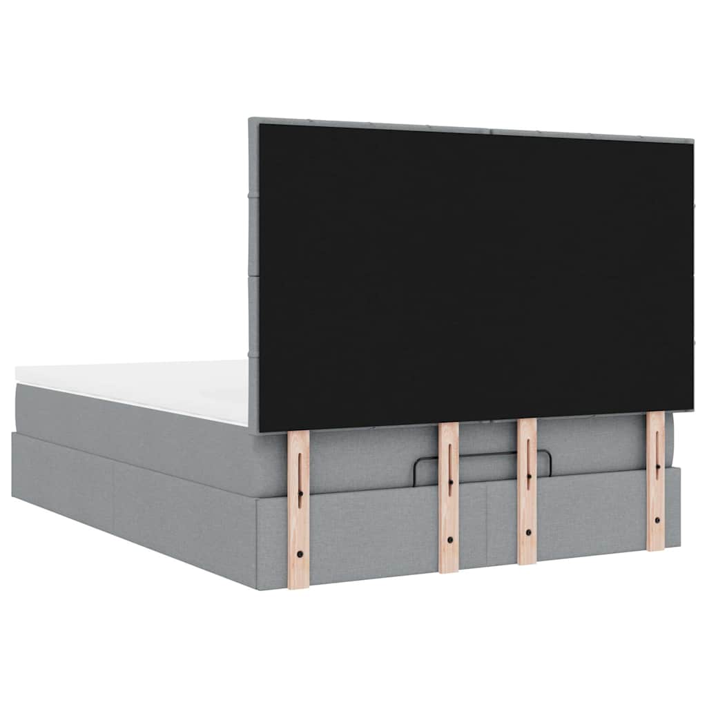 Ottoman bed met matras 140x190cm stof lichtgrijs is nu te koop bij PeponiXL, paradijselijk wonen!