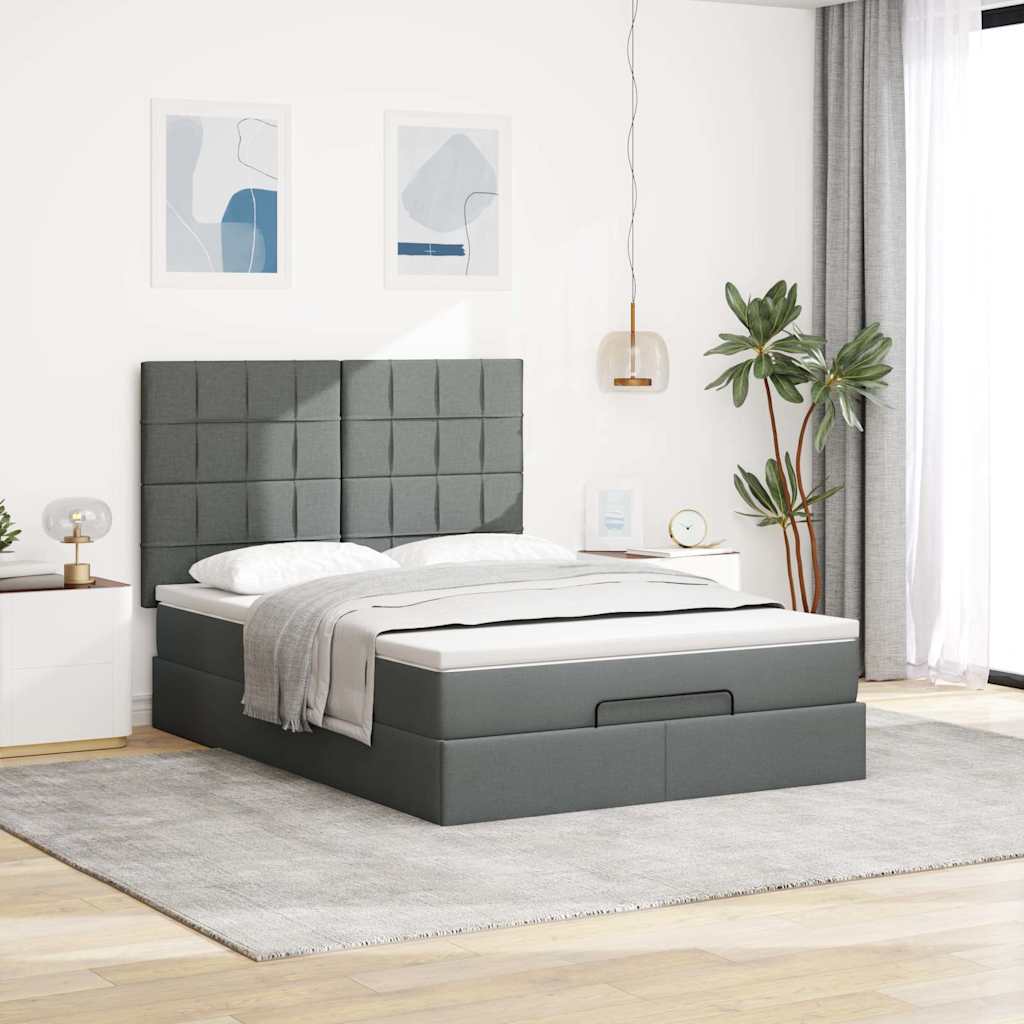 Ottoman bed met matras 140x190cm stof donkergrijs is nu te koop bij PeponiXL, paradijselijk wonen!