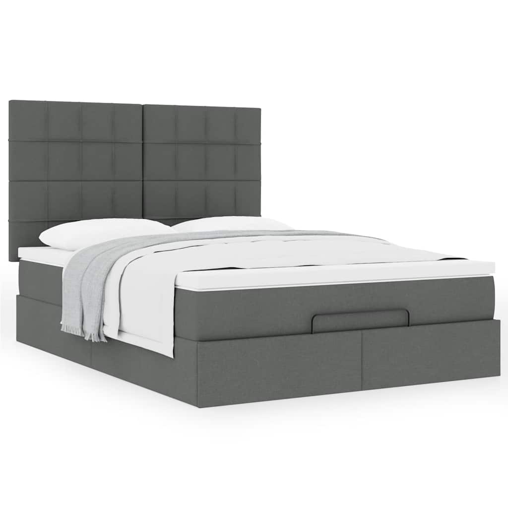 Ottoman bed met matras 140x190cm stof donkergrijs is nu te koop bij PeponiXL, paradijselijk wonen!