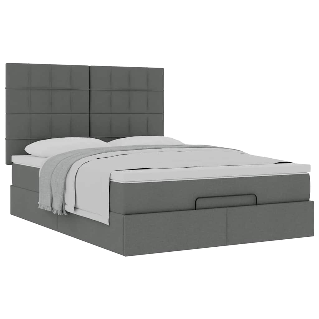 Ottoman bed met matras 140x190cm stof donkergrijs is nu te koop bij PeponiXL, paradijselijk wonen!