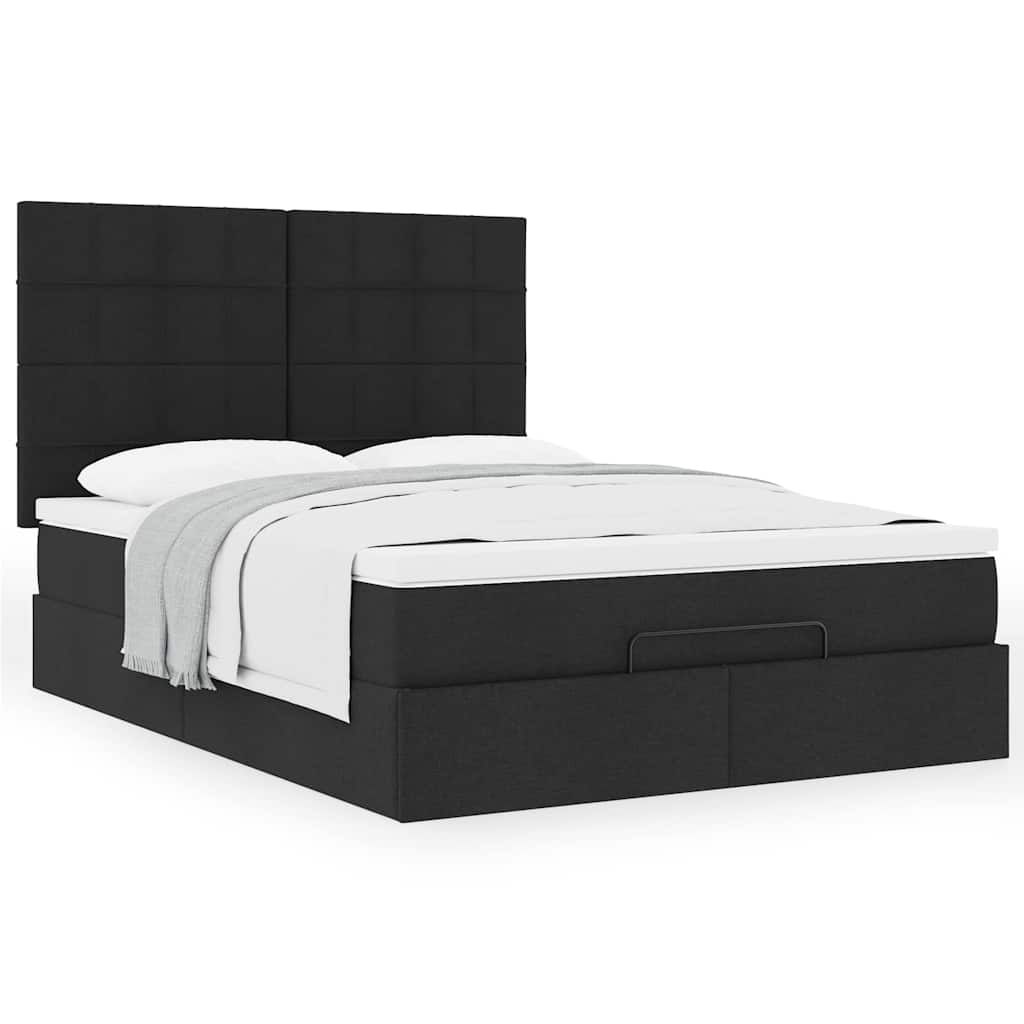 Ottoman bed met matras 140x190cm stof zwart is nu te koop bij PeponiXL, paradijselijk wonen!
